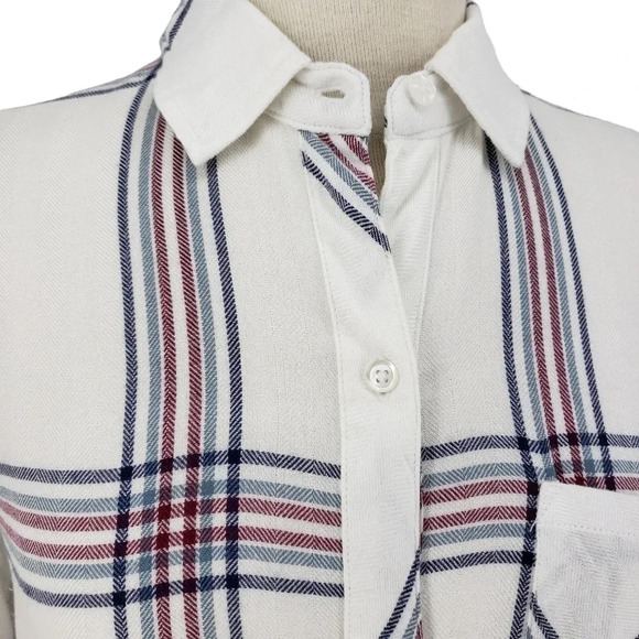 Rails Shirt Hunter White Plaid Long Sleeve Button Up Collared Flannel Top - Picture 2 of 8